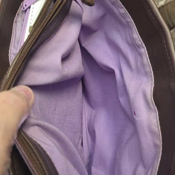 Liz Claiborne Brown and Tan Tote Bag W/palm Tree Charm - Picture 8 of 8